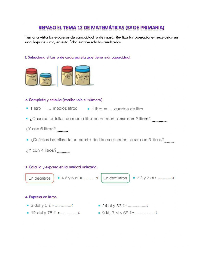 Repaso 3 Primaria | PDF