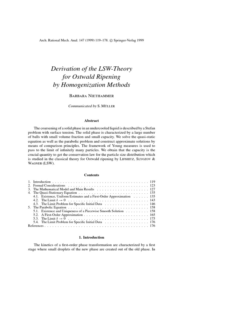 LSW Theory Derivation for Ripening | PDF | Nucleation | Applied And ...