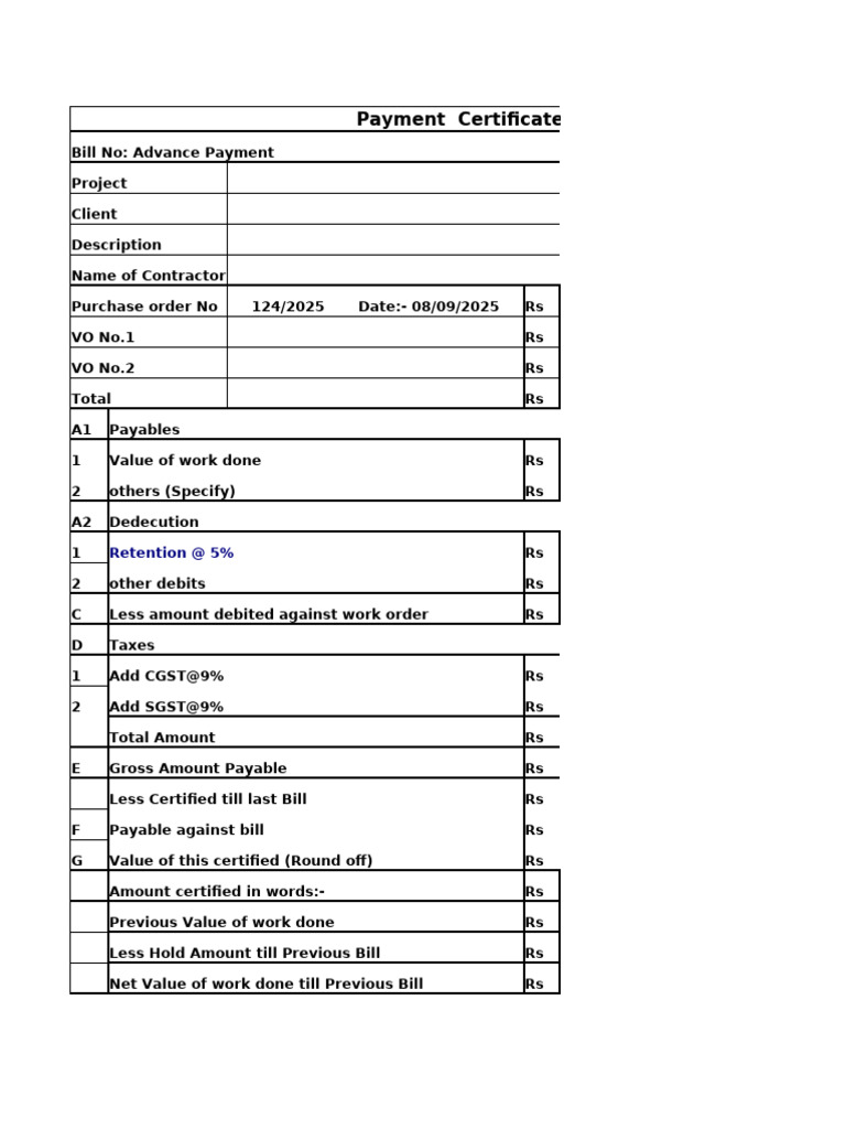 Payment Certificate and Billing Format | PDF | Tile | Stairs