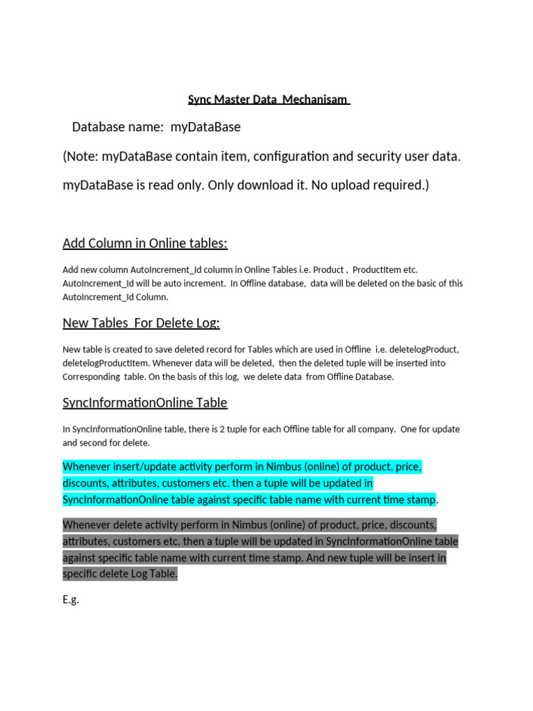 Offline Master Data Sync Mechanisam | PDF | Databases | Table (Database)
