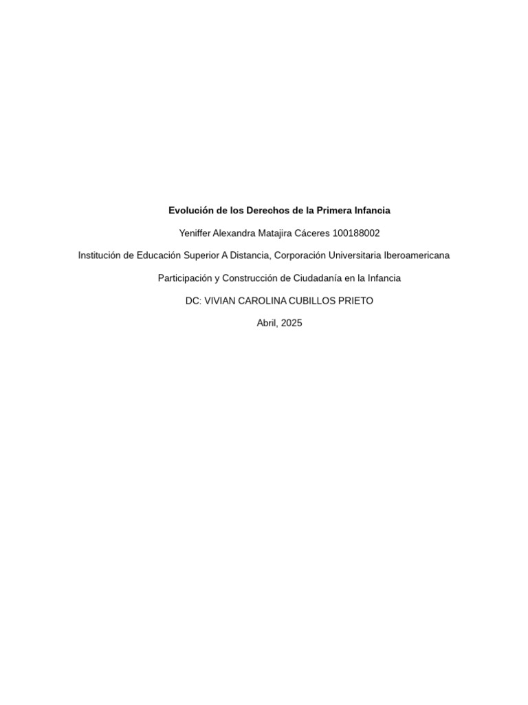Evolución de Derechos en la Primera Infancia | PDF | Desarrollo ...