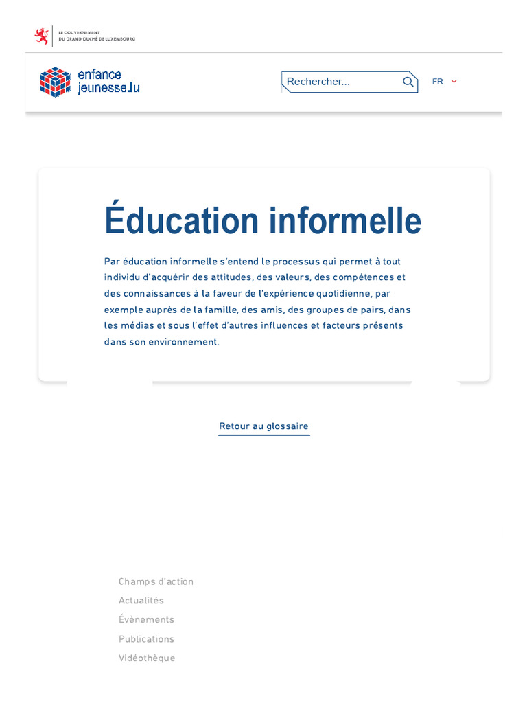 Définition de l'éducation informelle | PDF