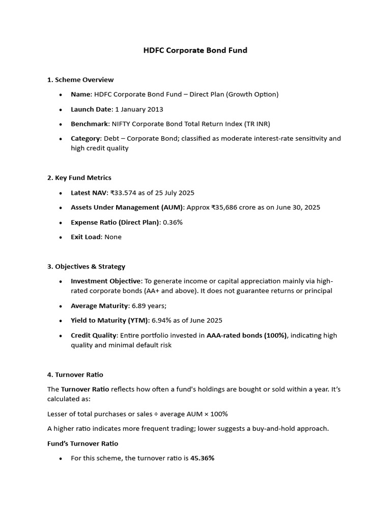 HDFC Corporate Bond Fund Overview | PDF | Bonds (Finance) | Corporate Bond