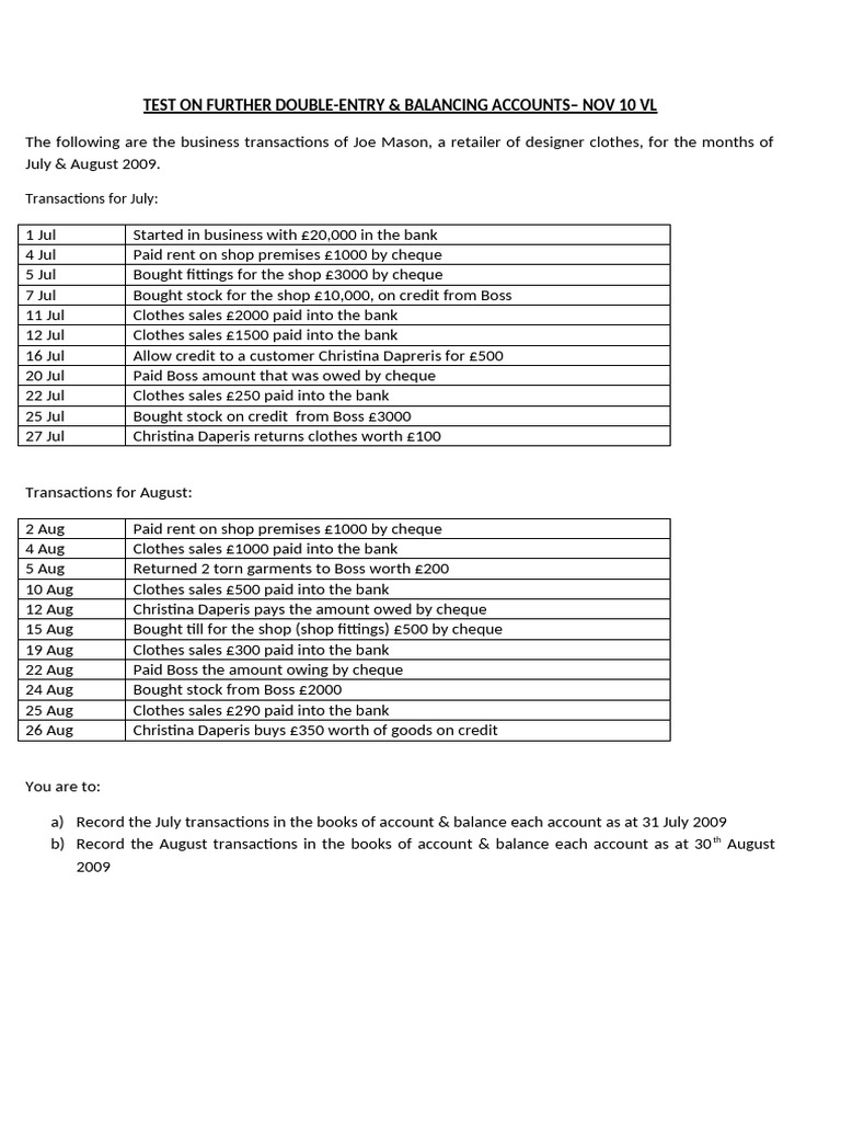 Balancing Accounts Work Sheet | PDF