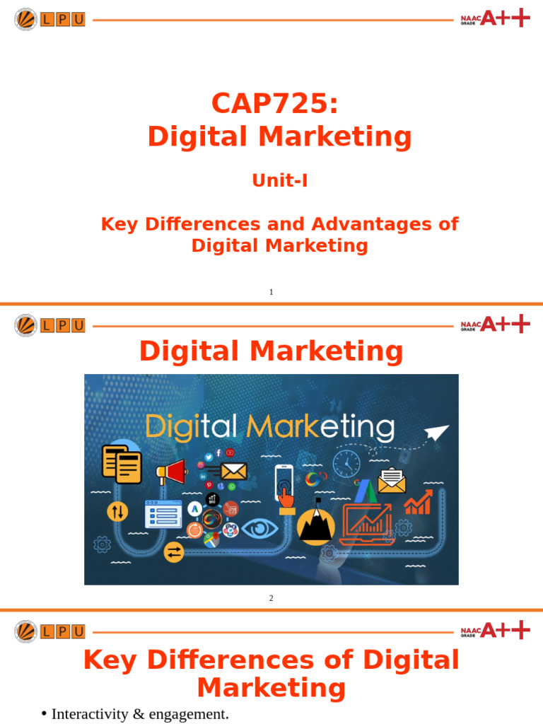 Unit - 1 - 3 Key Differences and Advantages of Digital Marketing | PDF ...