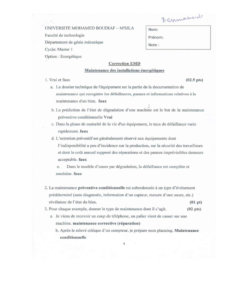 Zammamouche Correction Emd Maintenance Et Instumentation Energetique s1 ...