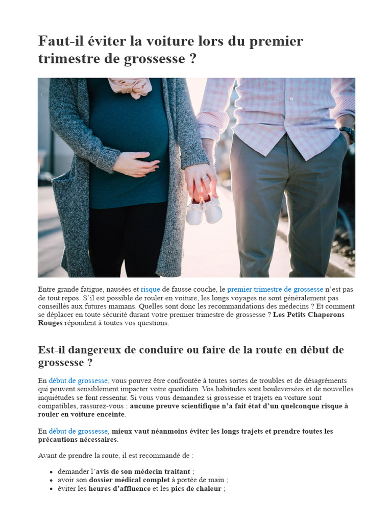 Sécurité des trajets en début de grossesse | PDF | Grossesse | Accouchement