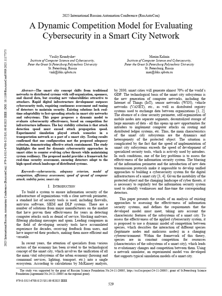 Dynamic Cybersecurity Model for Smart Cities | PDF | Computer Security ...