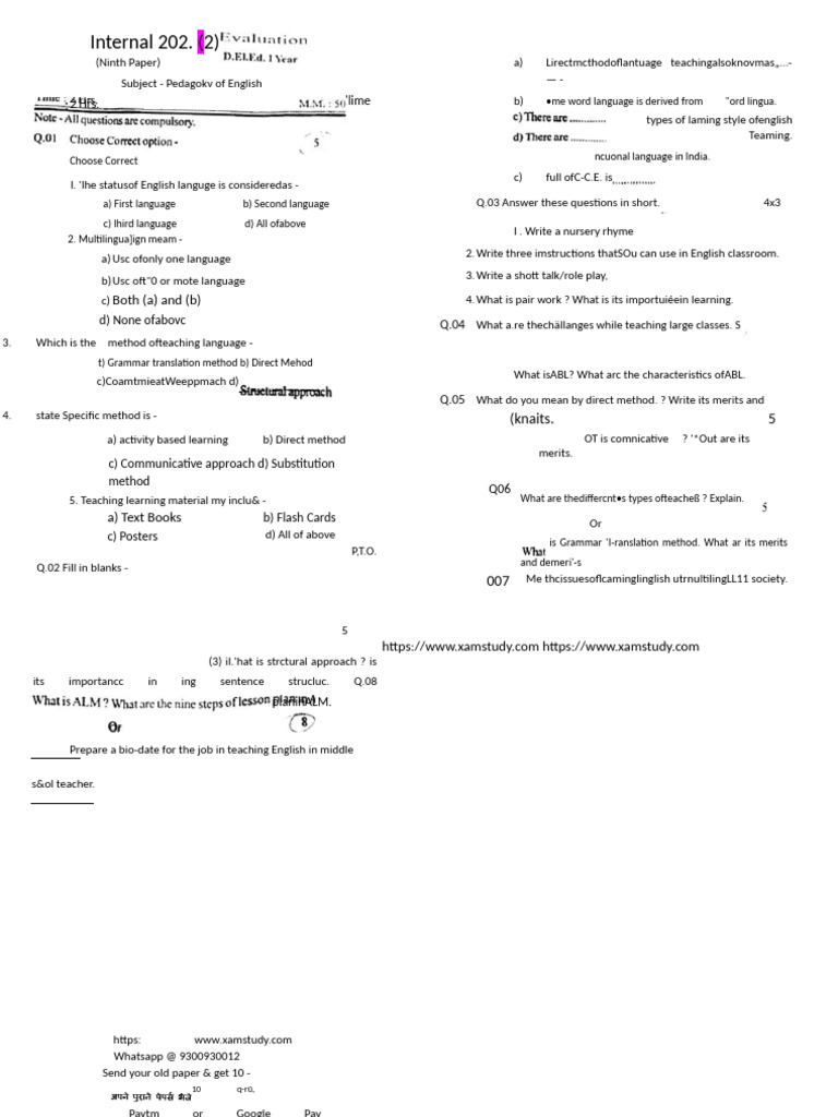 English Pedagogy Exam Questions | PDF | Communication | Linguistics