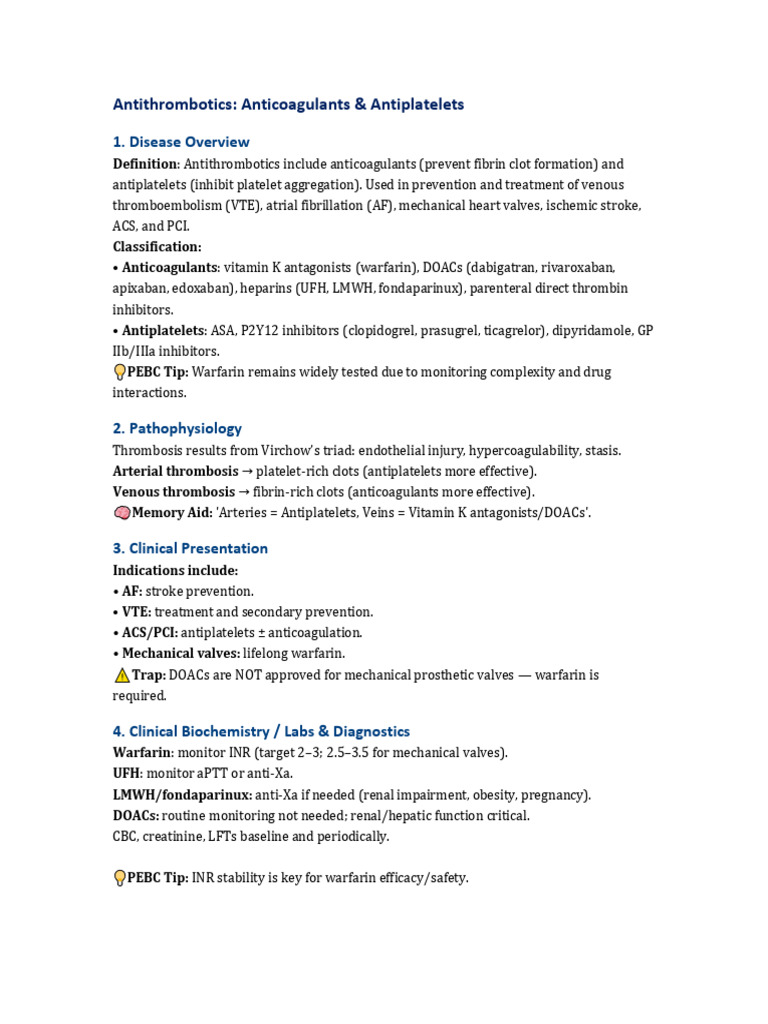 Antithrombotics Anticoagulants | PDF | Thrombosis | Drugs
