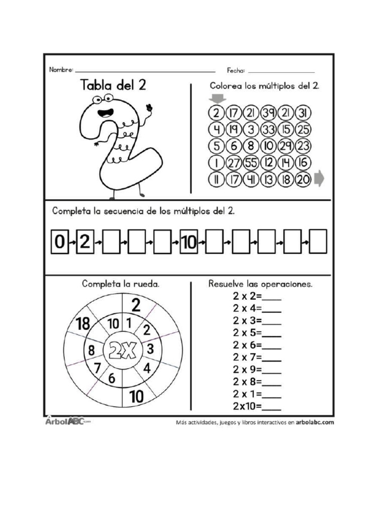 Para Trabajar La Tabla Del 2 | PDF