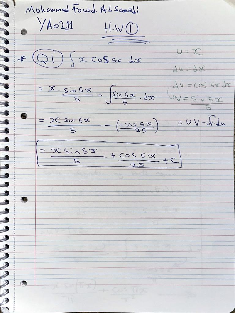 Calculus II - HW 1 | PDF