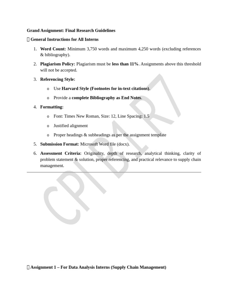 Final Research Assignment & Guidelines | PDF | Supply Chain Management ...
