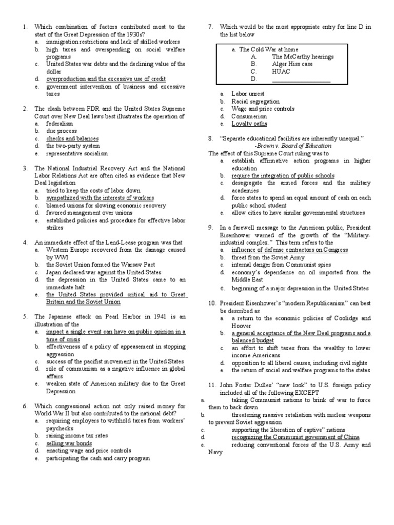 AP U S Unit 7 Exam Answers New Deal Franklin D Roosevelt