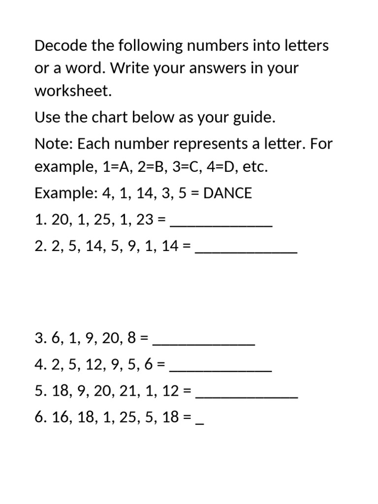 Decode The Following Numbers Into Letters or A Word | PDF