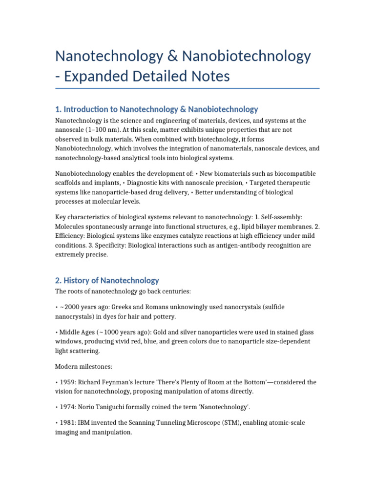 Nanotechnology and Nanobiotechnology Overview | PDF | Nanotechnology ...