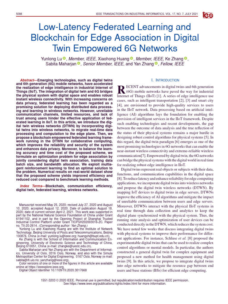 Low-Latency Federated Learning in 6G | PDF | Computer Network | Applied ...
