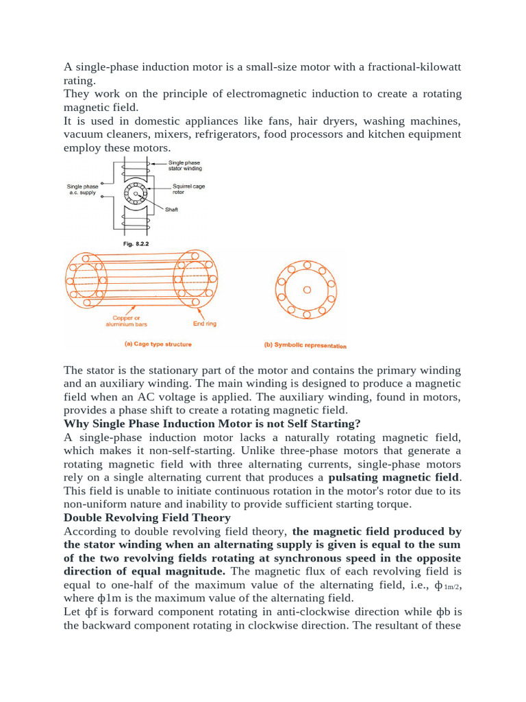 Single Phase Induction Motor | PDF | Electric Power Transmission ...