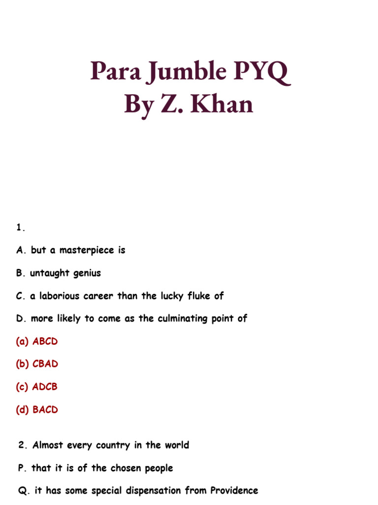 Para Jumble Practice Questions | PDF | Typewriter