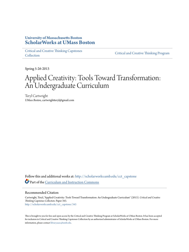 Applied Creativity - Tools Toward Transformation | PDF | Creativity ...