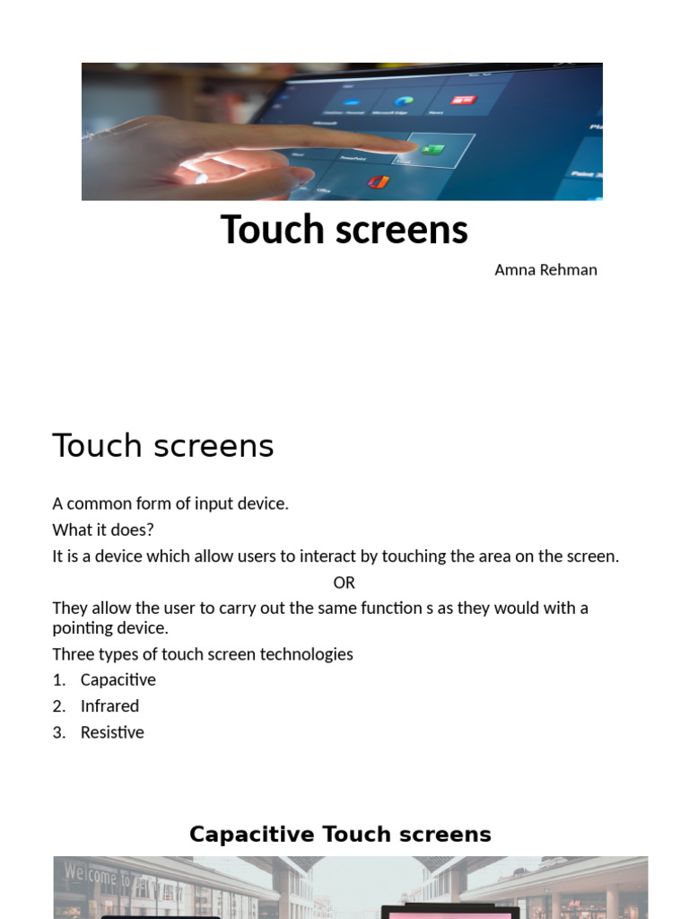 Types of Touch Screen Technologies | PDF
