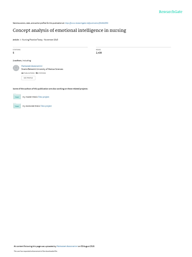 Emotional Intelligence in Nursing Analysis | PDF | Emotional ...