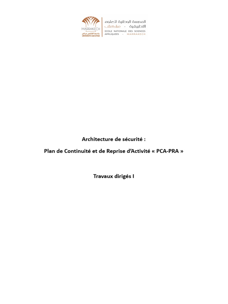 Sécurité informatique : PCA-PRA et enjeux | PDF | Sécurité des systèmes ...