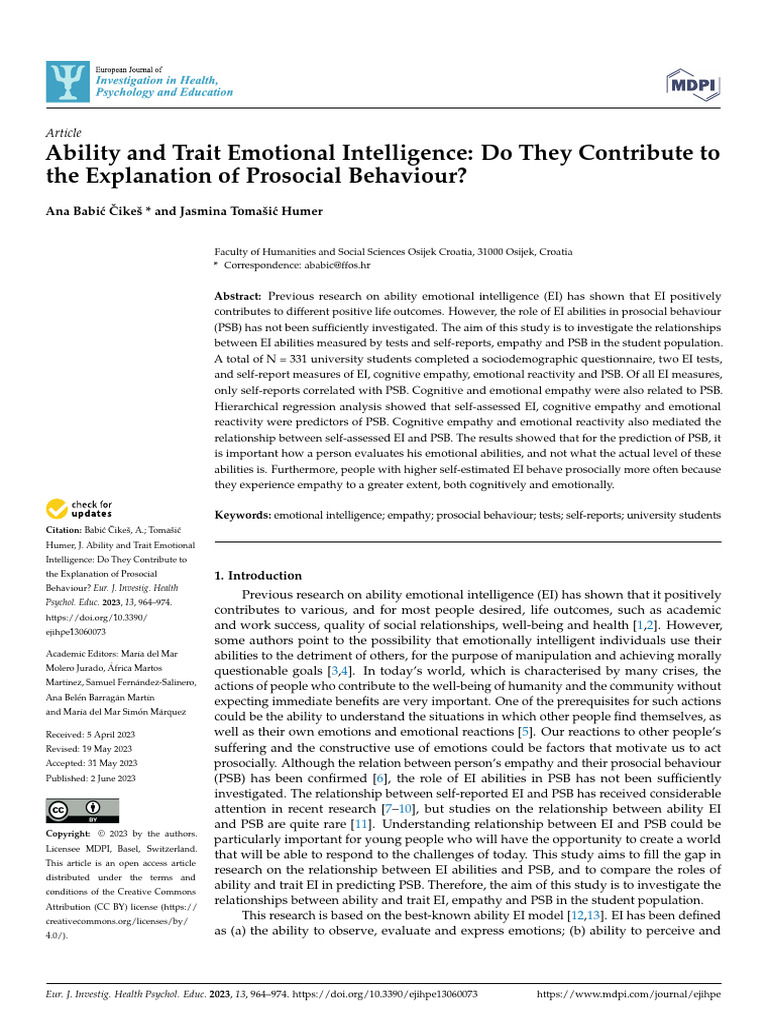 Emotional Intelligence and Prosocial Behavior | PDF | Empathy | Altruism