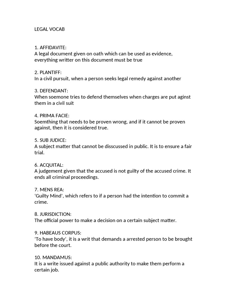 Essential Legal Terms Explained | PDF