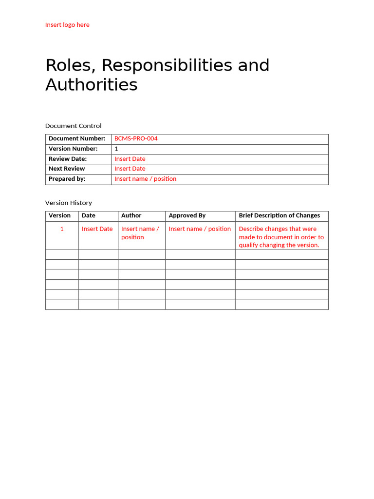 Business Continuity Roles & Responsibilities | PDF | Audit | Internal Audit