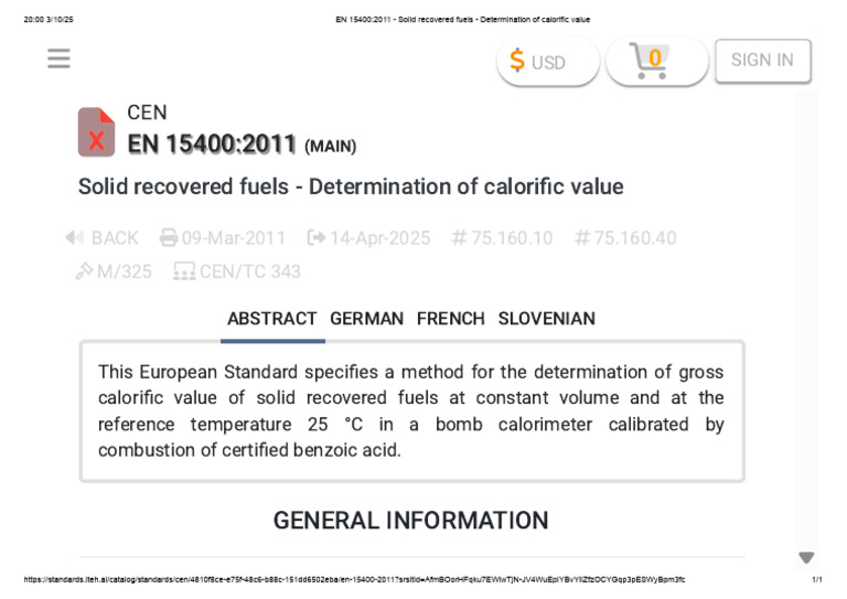 Calorific Value of Solid Recovered Fuels | PDF