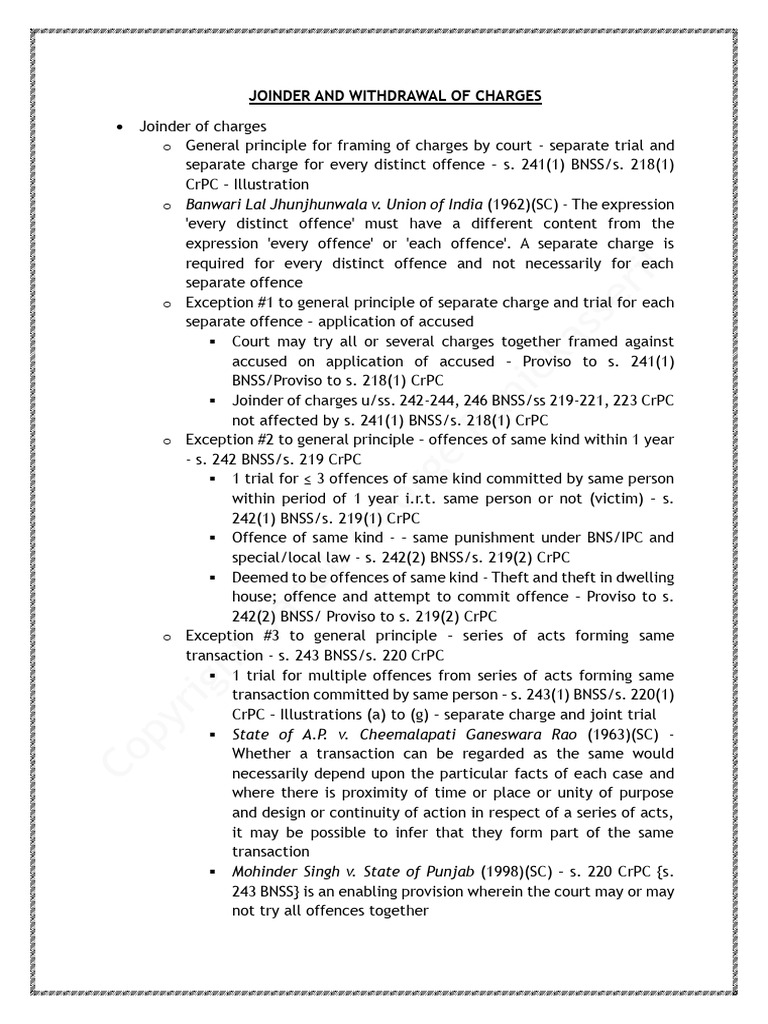 Joinder and Withdrawal of Charges | PDF | Crimes | Crime & Violence
