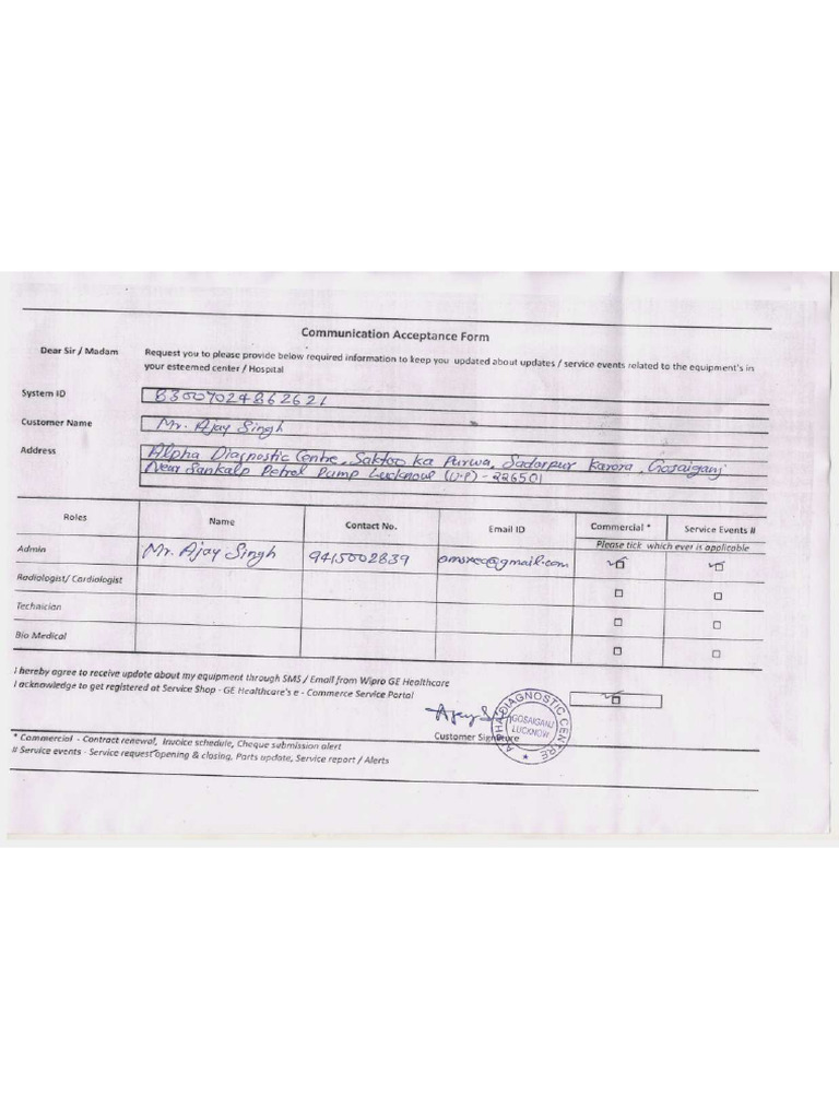 Alpha Diagnostic Centre Gosiganj Gen 60 CAF | PDF