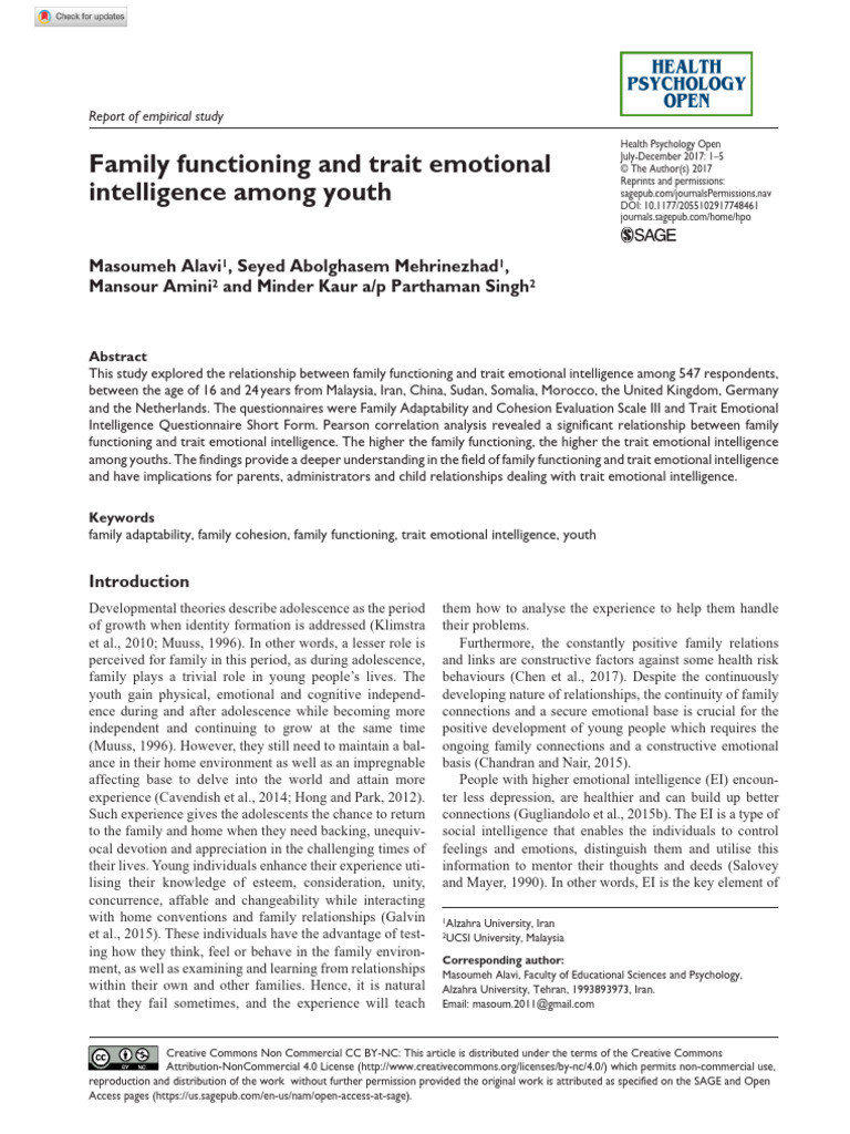 Family Functioning and Youth Emotional Intelligence | PDF | Emotional ...
