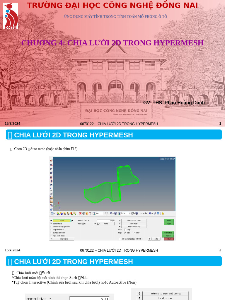 Chương 4- Chia Lưới Mặt Phẳng 2D Trong Hypermesh | PDF