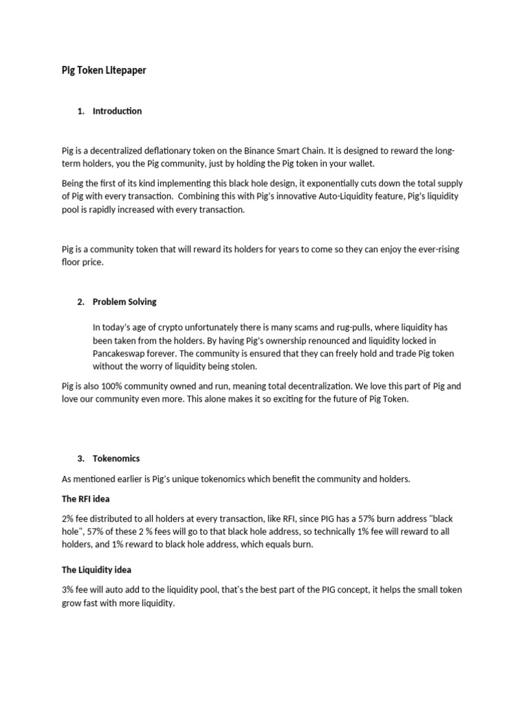 Pig Lite Paper Version 2 | PDF | Service Industries | Investing