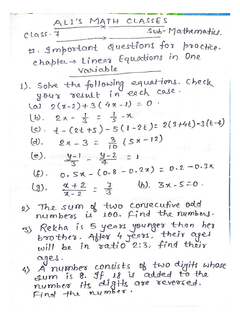 Converted - Class 7 Maths Practice Questions 1 | PDF