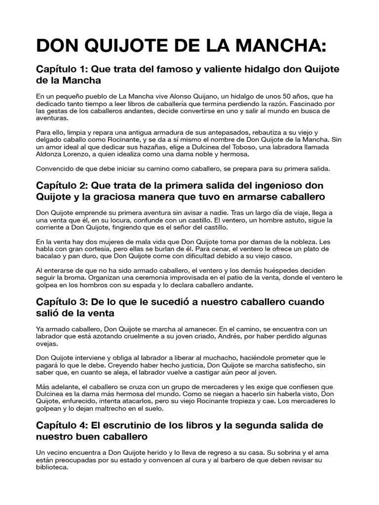 Aventuras de Don Quijote en La Mancha | PDF | Don Quijote | Novelas ...