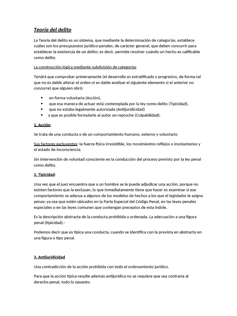 Teoría Del Delito | PDF | Derecho penal | Justicia