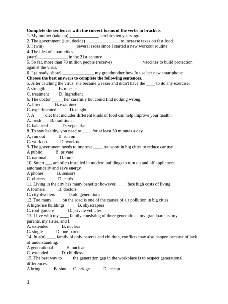 Bản Sao Test Yourself 1 | PDF