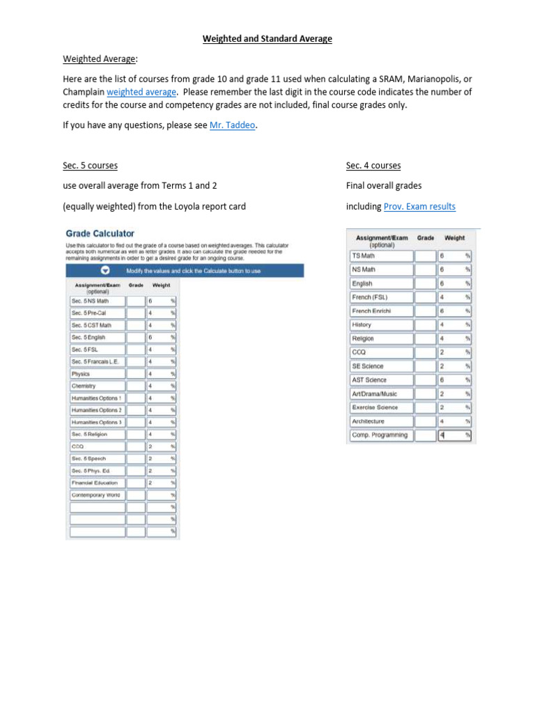 Weighted vs Standard Average Guide | PDF