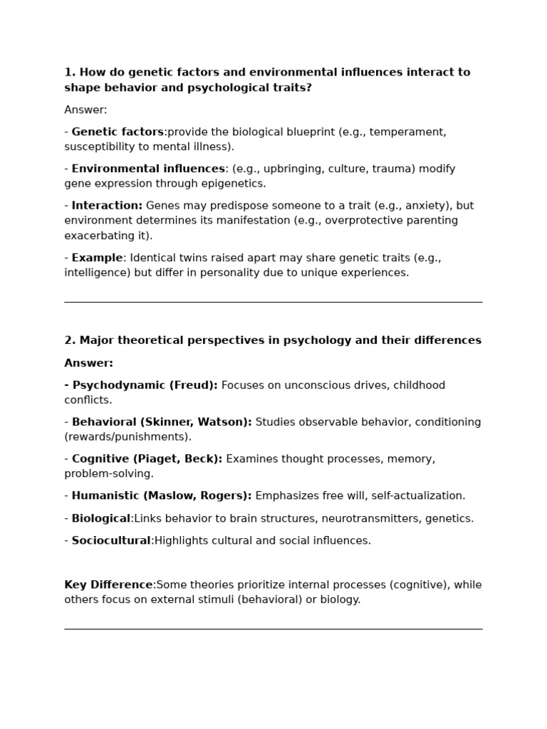 Nature vs. Nurture in Psychology Explained | PDF | Anxiety | Major ...