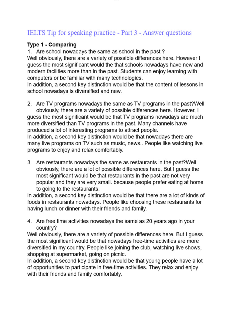 Ielts Tip For Speaking Practice Part 3 Answer Questions Mon English Da ...