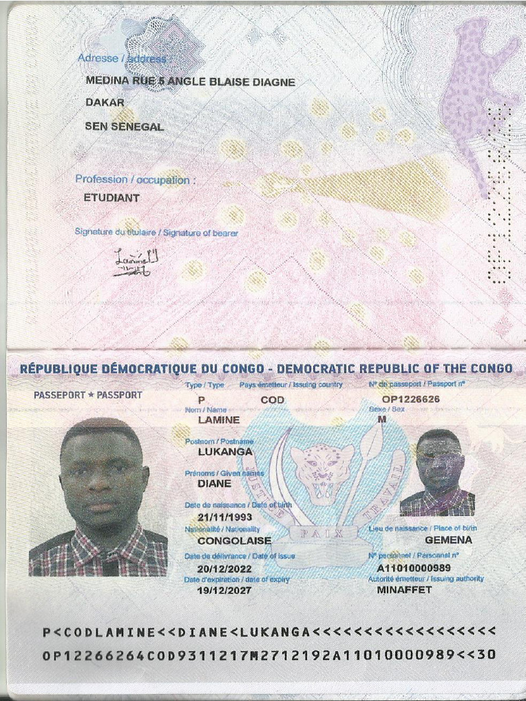 Passeport RDC Lamine Diane | PDF