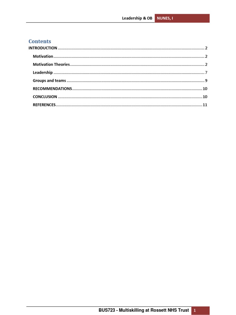 Leadership and Motivation in NHS Trust | PDF | Leadership | Motivation