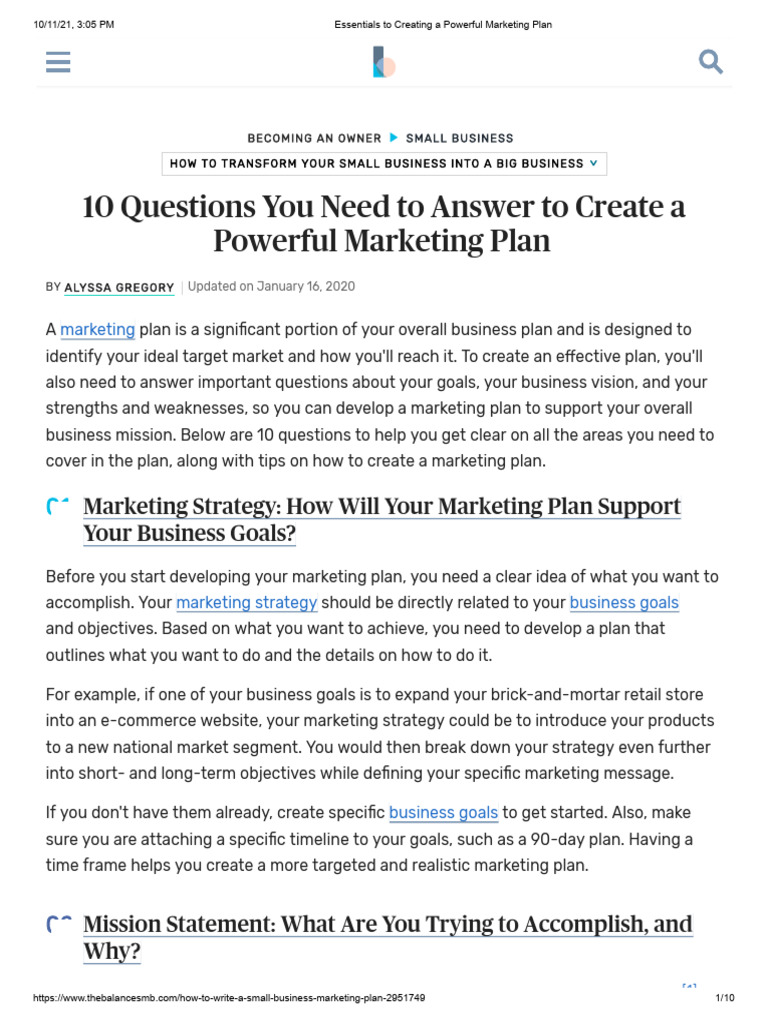 Essentials To Creating A Powerful Marketing Plan | PDF | Marketing ...