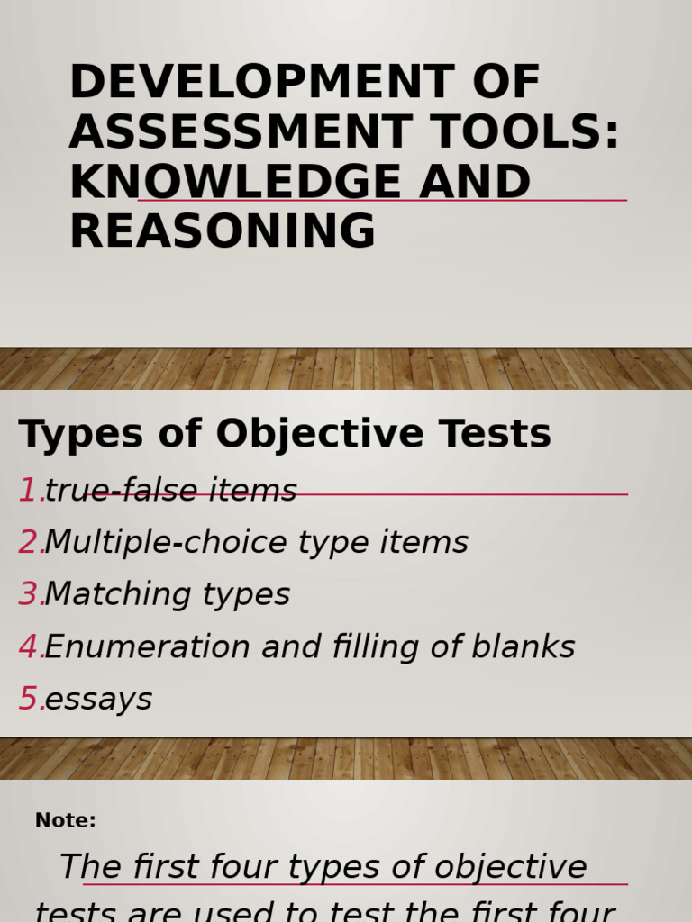 Assessment Tools for Objective Tests | PDF | Multiple Choice