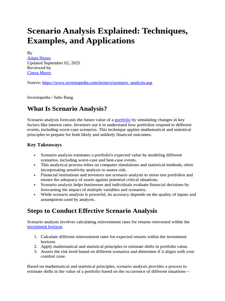 Scenario Analysis: Techniques & Applications | PDF | Scenario Planning ...