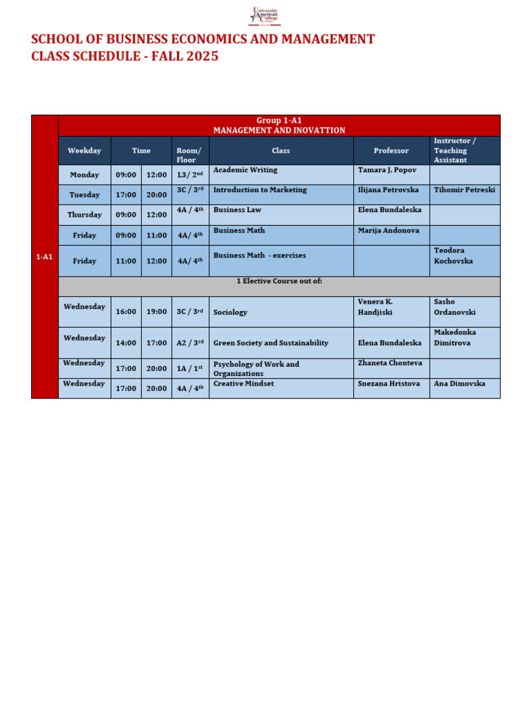 Fall 2025 Business Class Schedule | PDF | Science | Business Economics