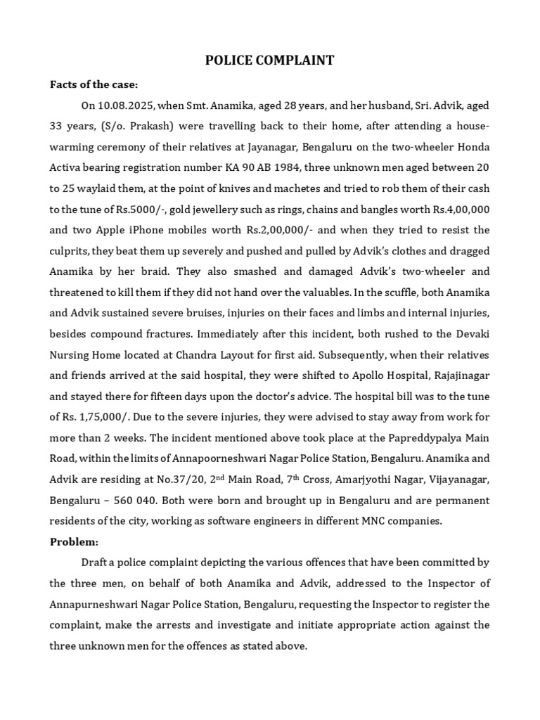 Police Complaint Problem | PDF